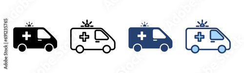 Ambulance icon vector. ambulance truck sign and symbol. ambulance car