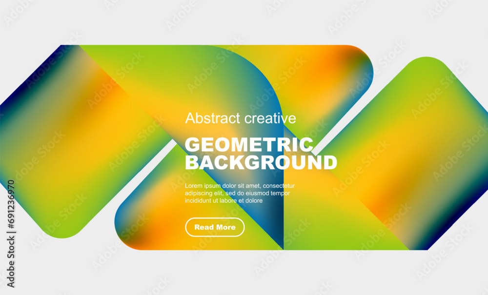 Square and triangle design with fluid gradients, abstract background