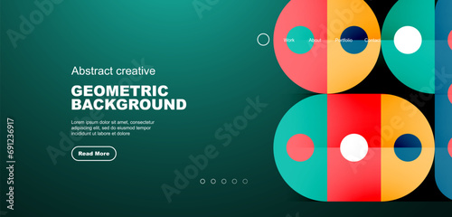 Simple circles and round elements pattern. Minimalist design geometric landing page. Creative concept for business, technology, science or print design