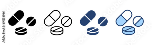 Pills icon vector. capsule icon. Drug sign and symbol