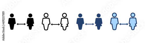 Social distancing vector. social distance sign and symbol. self quarantine sign