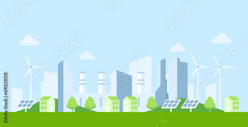 Green city cityscape background illustration