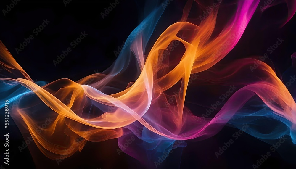 Illustration of colorful smoky shape, contemporary abstract background, modern poster