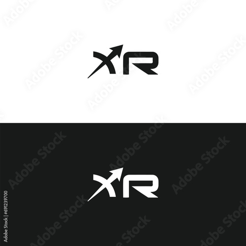 XR logo. X R design. White XR letter. XR, X R letter logo design. Initial letter XR linked circle uppercase monogram logo. X R letter logo vector design. 