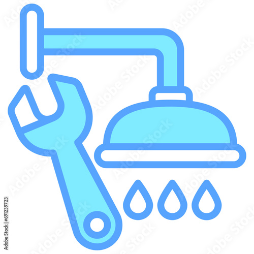 Shower Head Replacement icon related to plumbing service, water, oil and gas.