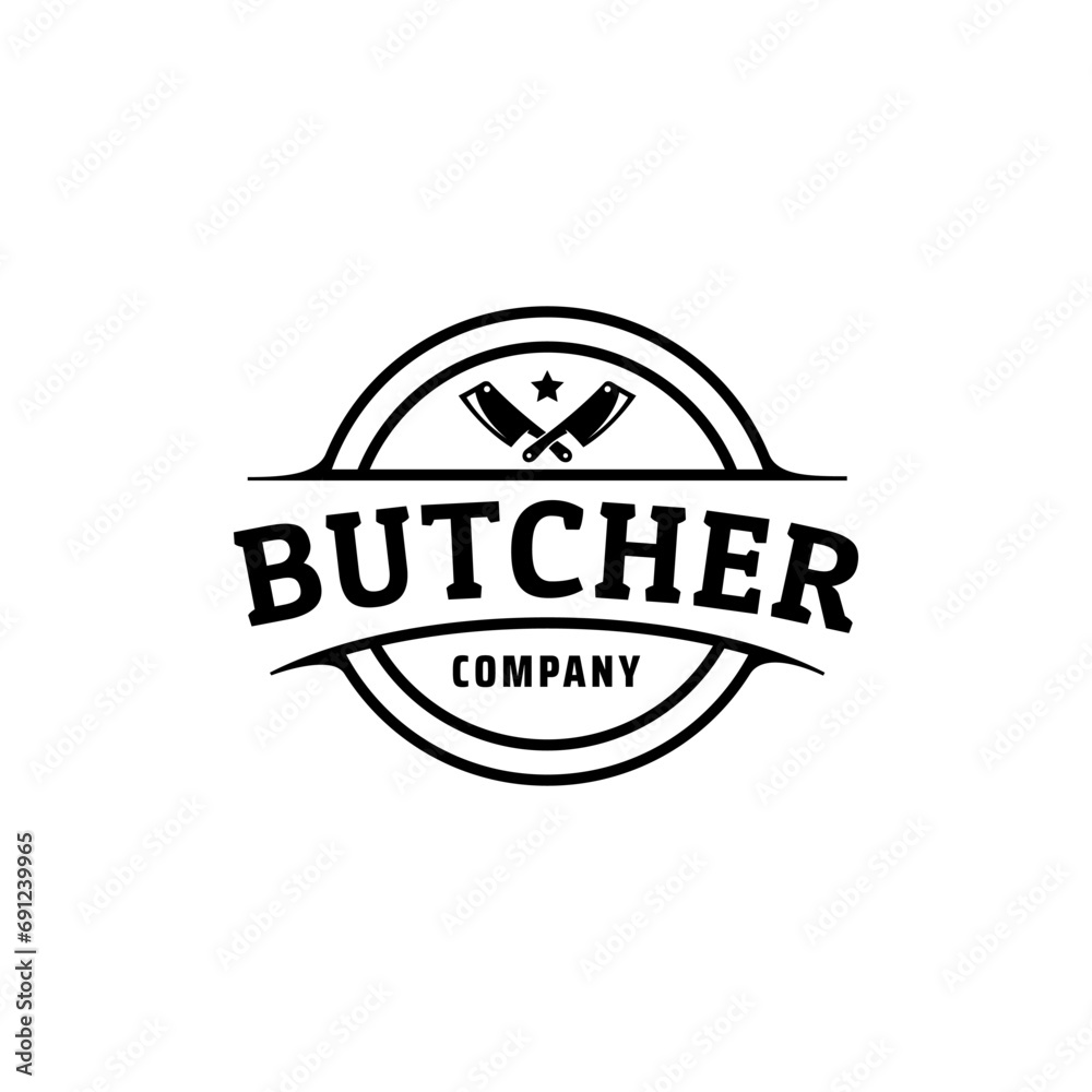 Butcher label logo design template Butcher label logo design template