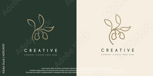 Natural Herbal Olive Oil Plant, Olive Leaf Flower logo design