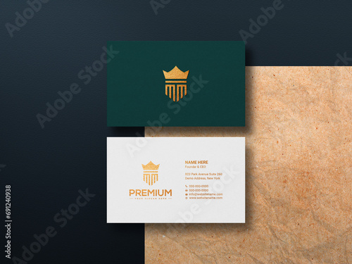 business card mockup with elegant green color