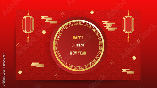 Happy Chinese New Year 2024 background, year of the dragon, Flat Modern design , illustration Vector EPS 10 