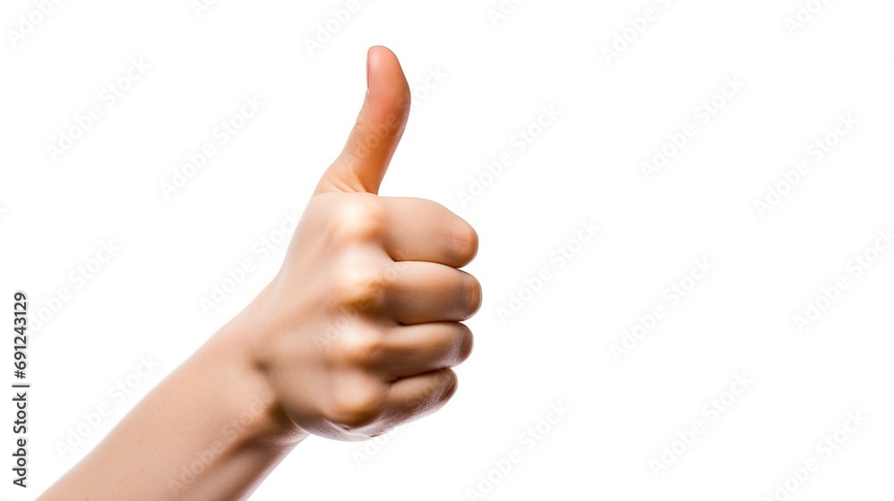 hand showing thumbs up isolated on white 