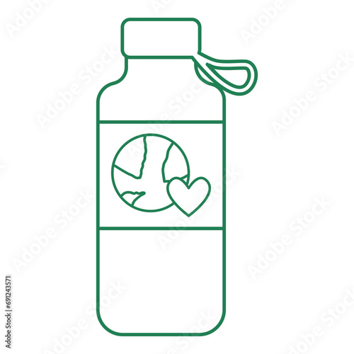 Reusable water bottle line art. Vector illustration with sustainability theme and line art vector style. Editable vector element.