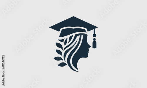 women wearing graduate hat vector logo design