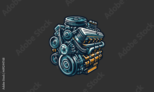 engine vector illustration logo flat design