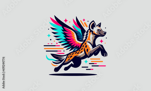 flying hyena vector illustration flat design