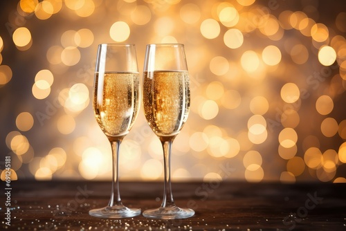New Year's Champagne Toast, Glitter Background, Soft Light