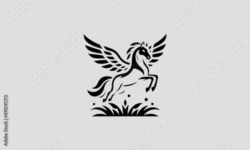 logo design of horse with wings vector design
