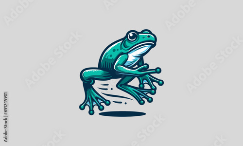 green frog jump vector illustration flat design photo