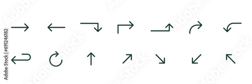Arrows icon minimalis. Set collection. Simple design. Vector illustration