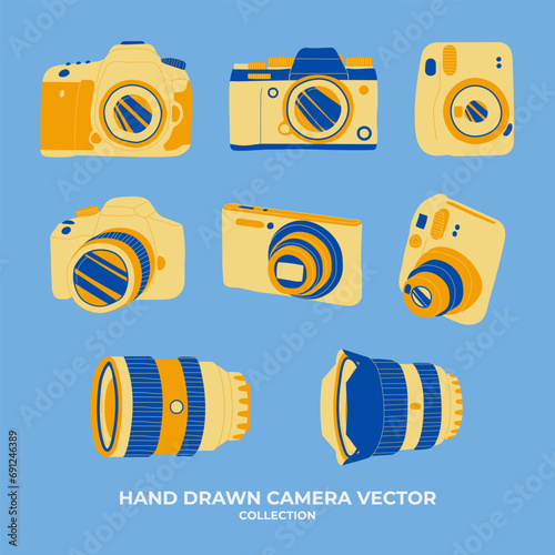 Hand Drawn Camera Vector Illustration Set Collection
