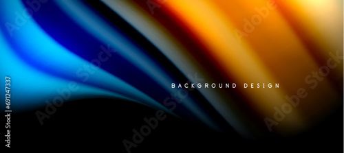 Rainbow color wave lines on black. Techno or business abstract background for posters, covers, banners, brochures, websites