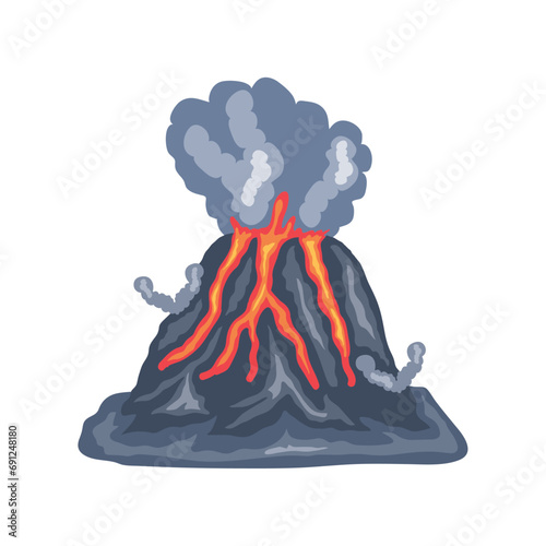 volcano crater with lava
