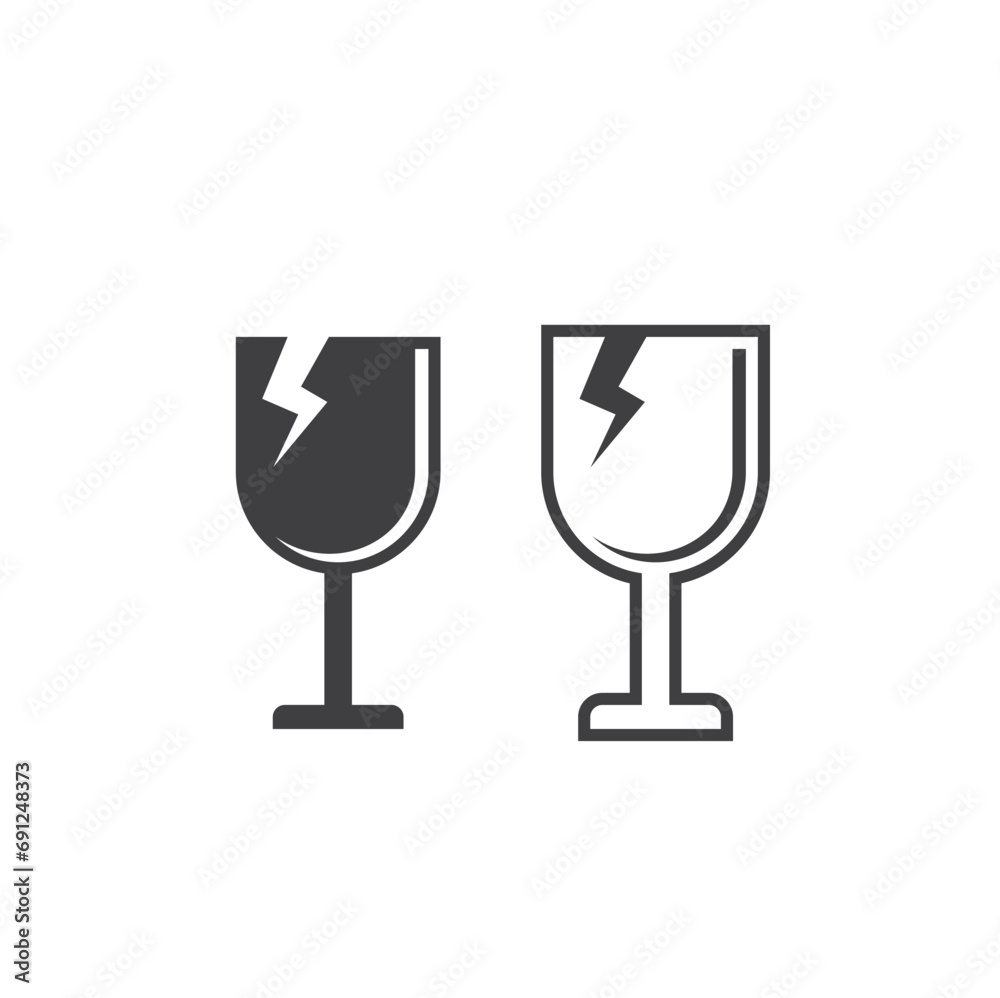 symbol of fragile, handle with care, vector stock.