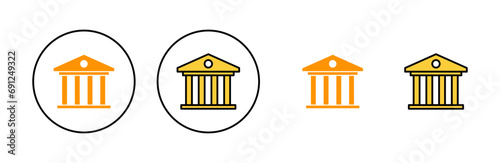 Bank icon set for web and mobile app. Bank sign and symbol, museum, university