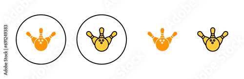 Bowling icon set for web and mobile app. bowling ball and pin sign and symbol.
