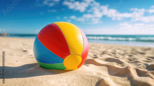 Colored inflatable beach ball