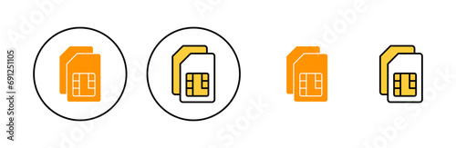 Sim card icon set for web and mobile app. dual sim card sign and symbol