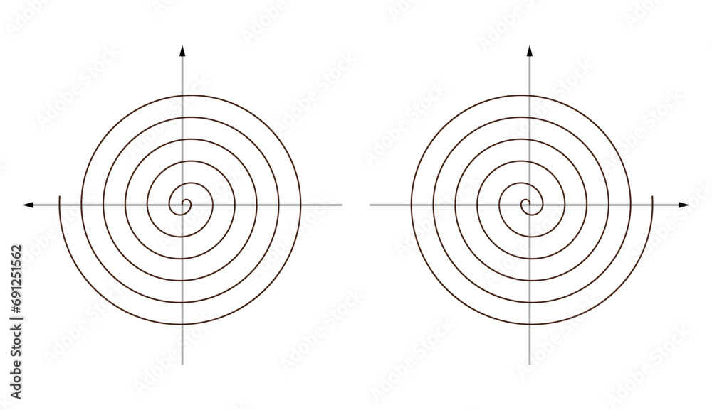 Arithmetic spiral graph, vector archimedean spiral graph. - obrazy, fototapety, plakaty 