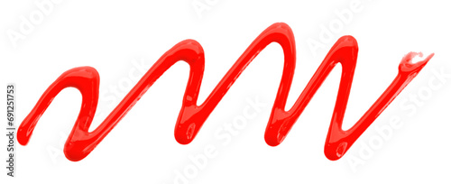 Red watercolor painted zigzag lines isolated on transparent background.