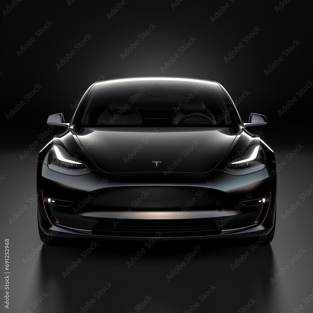 Tesla Front View Abstract Ontario, California(USA) Dec. 10, 2023: Eye-catching Abstract AI ...
