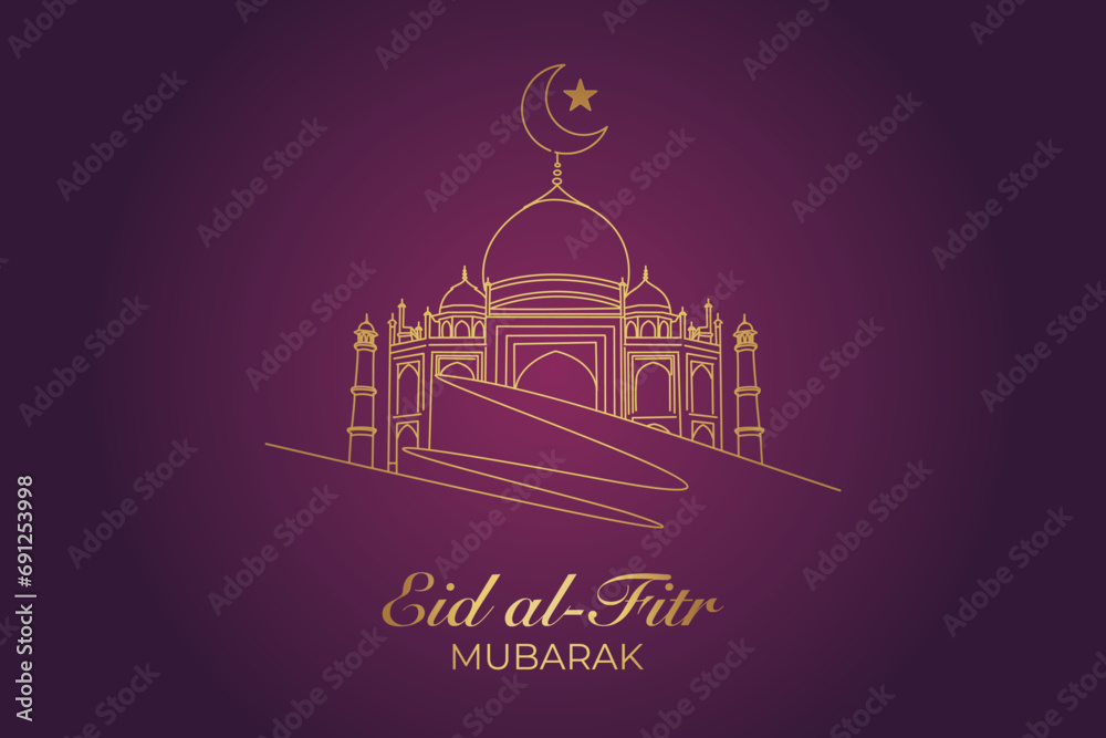 Vector Eid Mubarak Islamic New Year background with candles and moon