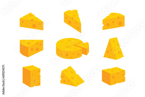 Cheese Collection Flat Vector Set