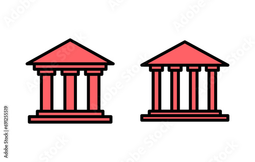 Bank icon set illustration. Bank sign and symbol, museum, university