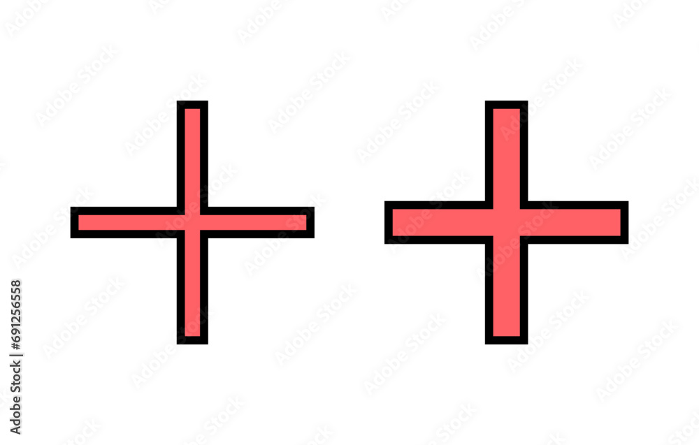 Obraz premium Plus Icon set illustration. Add plus sign and symbol