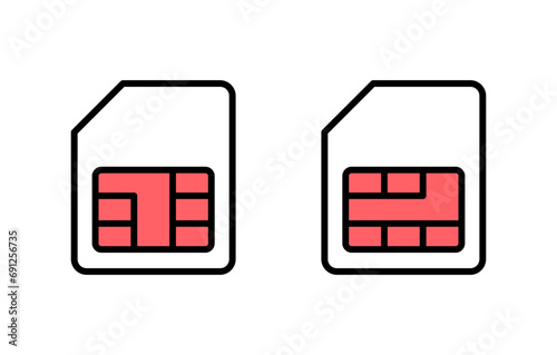 Sim card icon set illustration. dual sim card sign and symbol