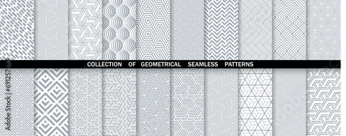 Wallpaper Mural Geometric set of seamless gray and white patterns. Simple vector graphics. Torontodigital.ca