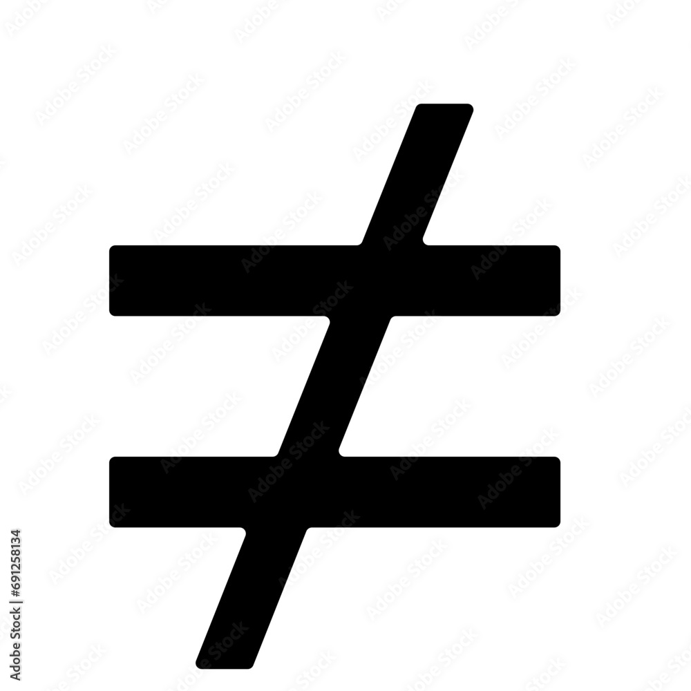 Not Equal Math Sign, Mathematic Sign and Symbol Not Equal Math Sign, Mathematic Sign and Symbol