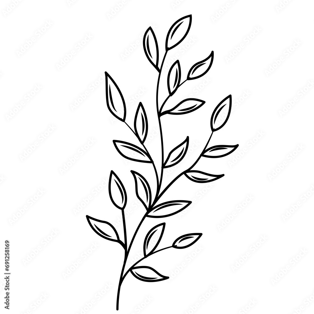Fototapeta premium Floral and Flower Line Art Design, Minimalist Plant Illustration