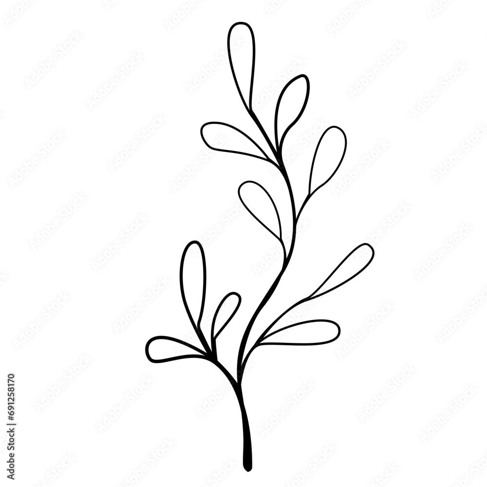 Floral and Flower Line Art Design, Minimalist Plant Illustration