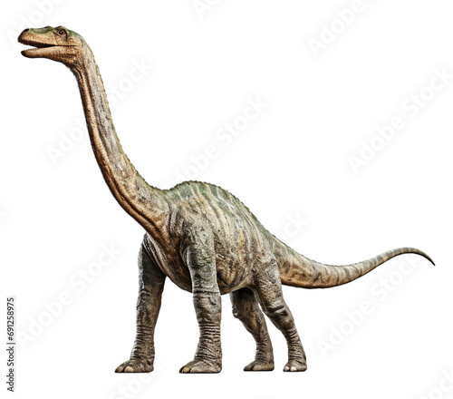 portrait of ancient animal, brontosaurus dinosaur on transparent background, generative ai
