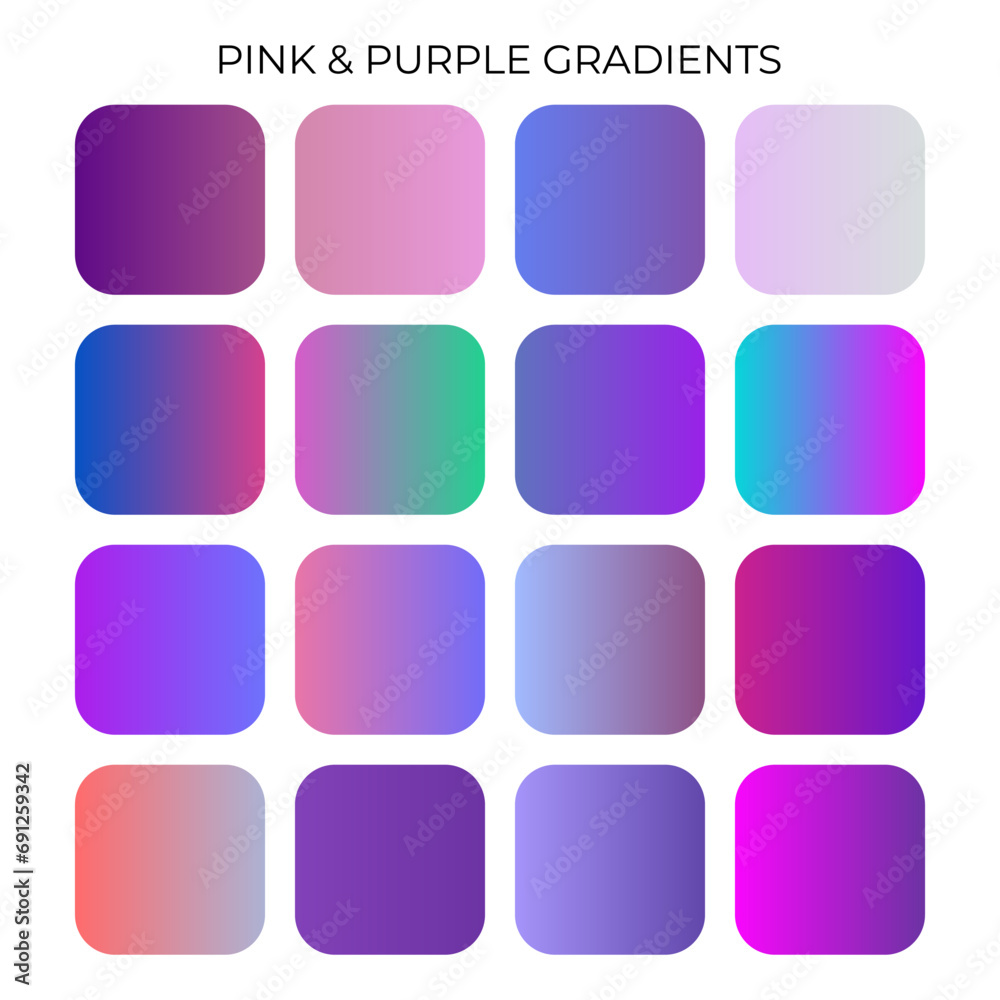 SET OF PINK AND PURPLE GRADIENT COLOR PALETTE SET OF PINK AND PURPLE GRADIENT COLOR PALETTE