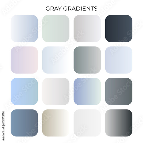 SET OF GRAY GRADIENT COLOR PALETTE