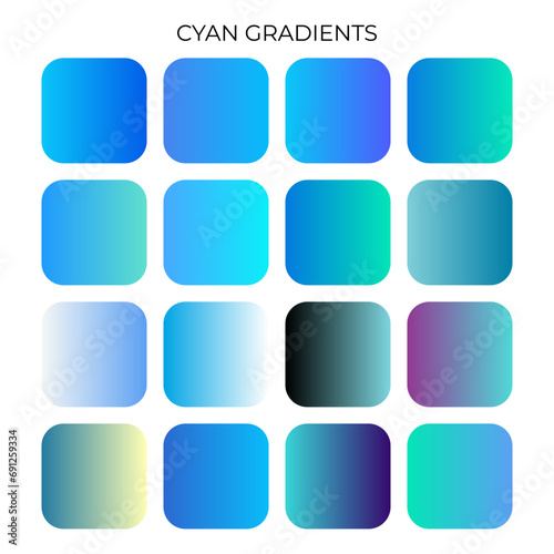 SET OF CYAN GRADIENT COLOR PALETTE