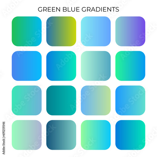 SET OF GREEN BLUE GRADIENT COLOR PALETTE