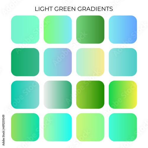 SET OF LIGHT GREEN GRADIENT COLOR PALETTE