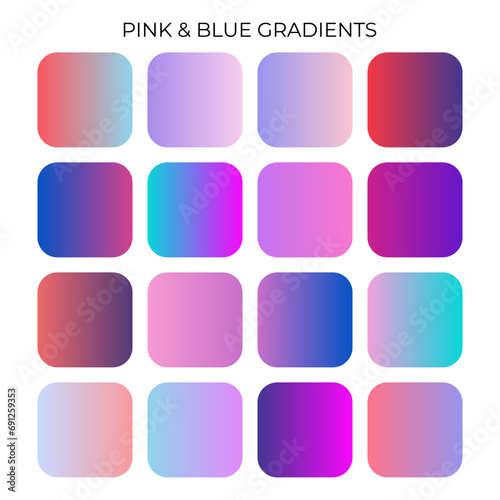 SET OF PINK AND BLUE GRADIENT COLOR PALETTE