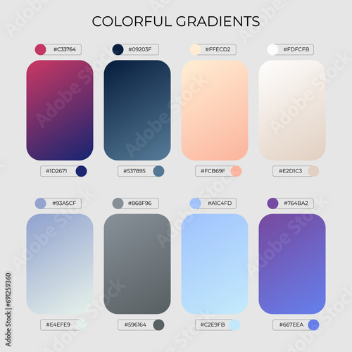 SET OF COLORFUL GRADIENT COLOR PALETTE